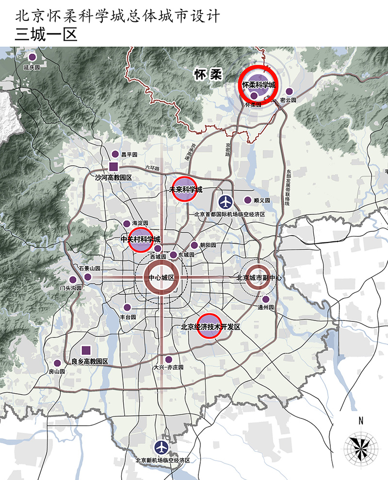 懐柔科学都市全体都市計画方案―三城一区計画